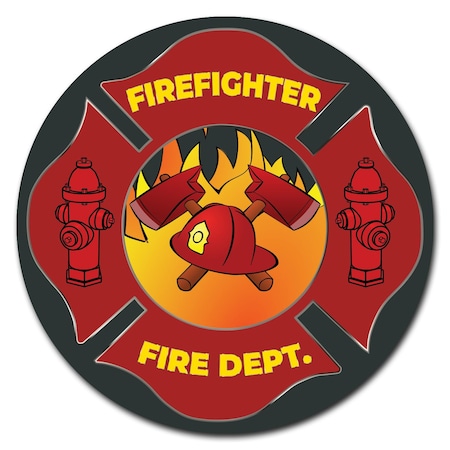 Firefighter Fire Dept Circle Corrugated Plastic Sign
